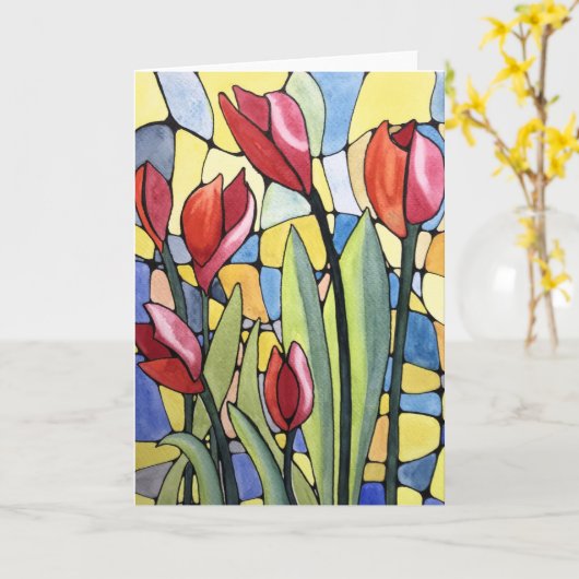 Tulips-Buntglas - Blank in der Grußkarte Karte (Gelbe Blume)