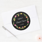 Tulips & Butterfells Schwarzes Brautparty Runder Aufkleber (Umschlag)