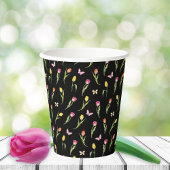 Tulips & Butterfells Schwarzes Muster Pappbecher