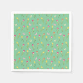 Tulips & Butterfets Grünes Muster Brautparty Serviette (Vorderseite)