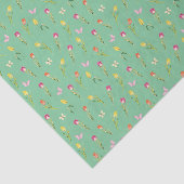 Tulips & Butterfly Grünes Muster Seidenpapier (Ausschnitt)