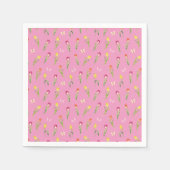 Tulips & Butterfly Pink-Muster-Brautparty Serviette (Vorderseite)