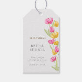 Tulips Calligraphy Pink Spring Boho Brautparty Geschenkanhänger (Vorderseite)