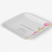 Tulips Calligraphy Pink Spring Boho Brautparty Pappteller (Gewinkelt)