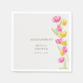 Tulips Calligraphy Pink Spring Boho Brautparty Serviette (Vorderseite)