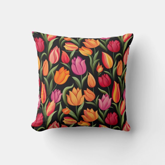 Tulips Cotton Throw Kissen (Vorderseite)