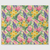 Tulips, Daffodils, Hyacinths in Alcohol Ink Style Geschenkpapier (Flach)