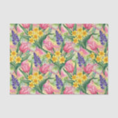 Tulips, Daffodils, Hyacinths in Alcohol Ink Style Seidenpapier (Vorderseite)