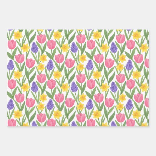 Tulips Daffodils Hyacinths Three Different Styles Geschenkpapier Set (Vorderseite 3)