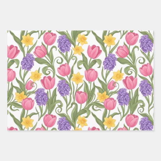 Tulips Daffodils Hyacinths Three Different Styles Geschenkpapier Set (Vorderseite 2)
