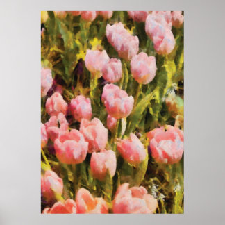 Tulips - Ein rosa Feld Poster