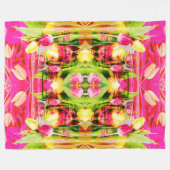 TULIPS - Farbige Tulpen Fraktal Art - Fleecedecke (Vorderseite (Horizontal))