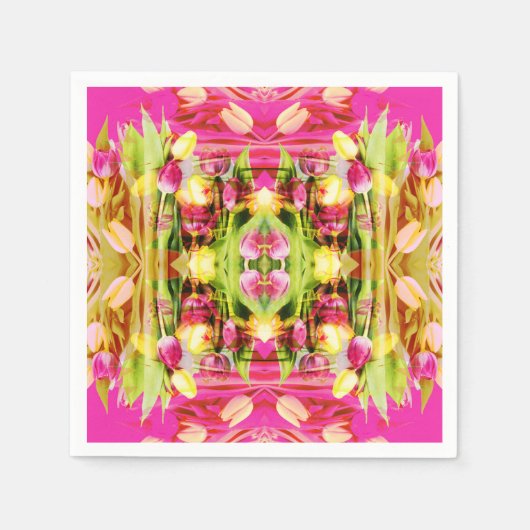TULIPS - Farbige Tulpen Fraktal Art - Serviette (Vorderseite)