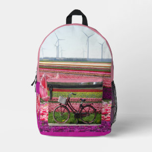 Tulips Field & Bicycles Überall in gedrucktem Ruck Bedruckter Rucksack