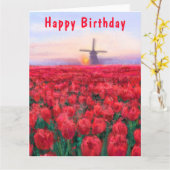 Tulips Field Birthday Card Spring in Niederlande Karte (Gelbe Blume)