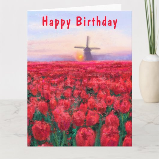 Tulips Field Birthday Card Spring in Niederlande Karte (Vorderseite)
