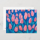 Tulips Field, Frühjahrsblumen Blumen Rotes Blau Postkarte (Vorne/Hinten)