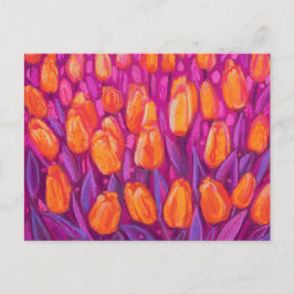 Tulips Field, Frühlingsblumen Blumen Orange Lila Postkarte