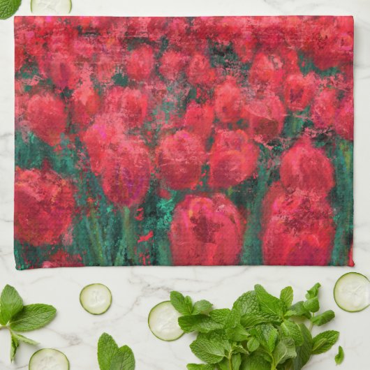 Tulips Field - Landschaft - Frühjahr in den Nieder Geschirrtuch (Gefaltet)