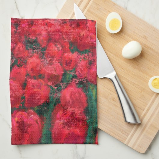 Tulips Field - Landschaft - Frühjahr in den Nieder Geschirrtuch (Viertel Falte)