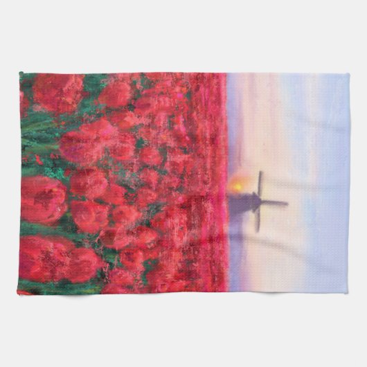 Tulips Field - Landschaft - Frühjahr in den Nieder Geschirrtuch (Horizontal)