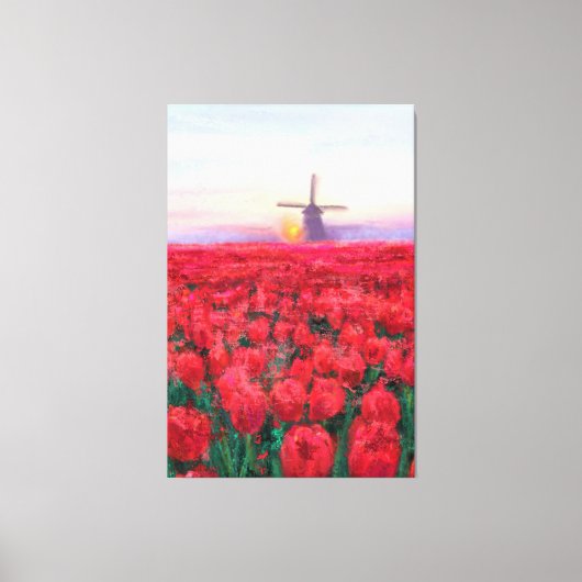Tulips Field - Landschaft - Frühjahr in den Nieder Leinwanddruck (Vorderseite)