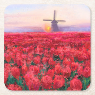 Tulips Field Paper Untersetzer Spring in Niederlan