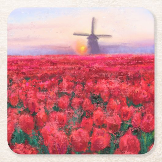 Tulips Field Paper Untersetzer Spring in Niederlan (Vorderseite)