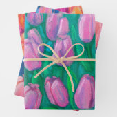Tulips Field Spring Blumen Rosa Rosa Orange Geschenkpapier Set (Beispiel)