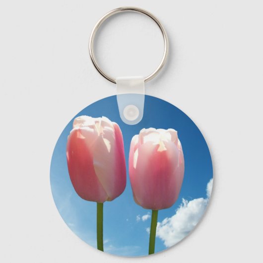 Tulips flowers in blue sky schlüsselanhänger (Vorderseite)