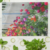 Tulips Garden weißen Picketzaun Küchentuch (Gefaltet)