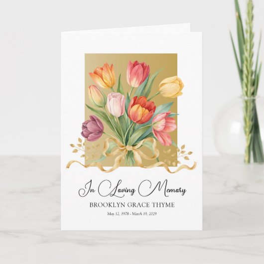 Tulips Gerahmt in Imitats Gold Memorial Programm (Vorderseite)