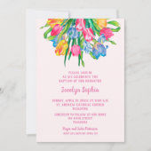 Tulips Girl Baptism Christening Einladungen (Vorderseite)