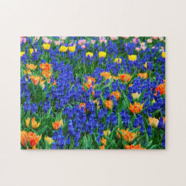 Tulips Grapezie Hyacinth Blume Field Colorful Puzzle