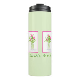 Tulips Handpainted Watercolor PERSONALIZE Gardener Thermosbecher