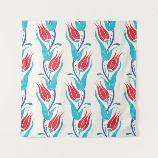 Tulips Hintergrund. Traditionelles türkisches Moti Wandteppich (Vorderseite)