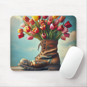 Tulips im alten Boot Mousepad