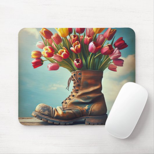 Tulips im alten Boot Mousepad (Mit Mouse)