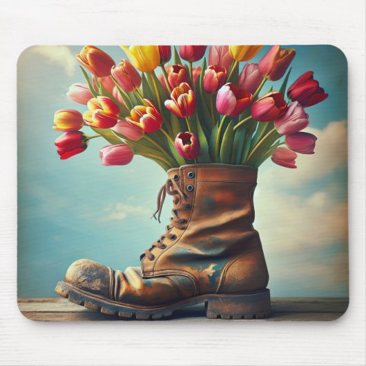 Tulips im alten Boot Mousepad (Vorne)