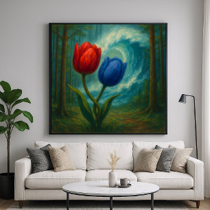 Tulips im Stile eines Pinselstrichs Poster