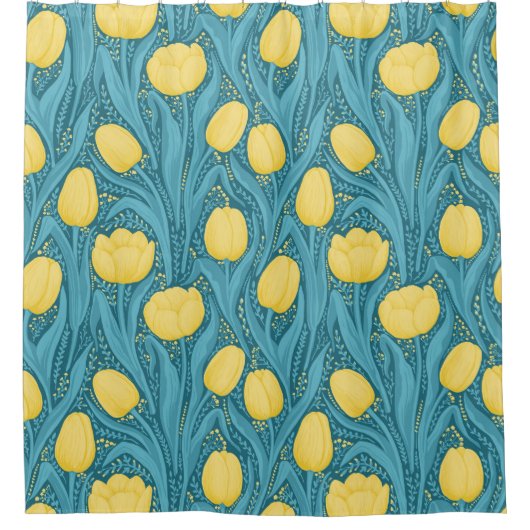 Tulips in blau und gelb duschvorhang (Vorderseite)