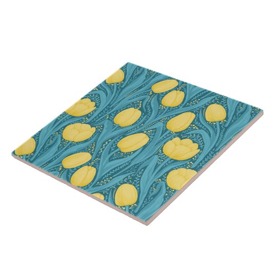 Tulips in blau und gelb fliese (Seite)