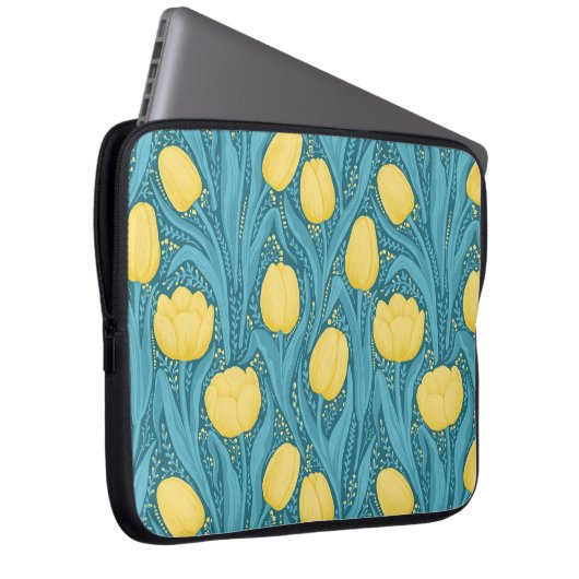 Tulips in blau und gelb laptopschutzhülle (Vorne Rechts)
