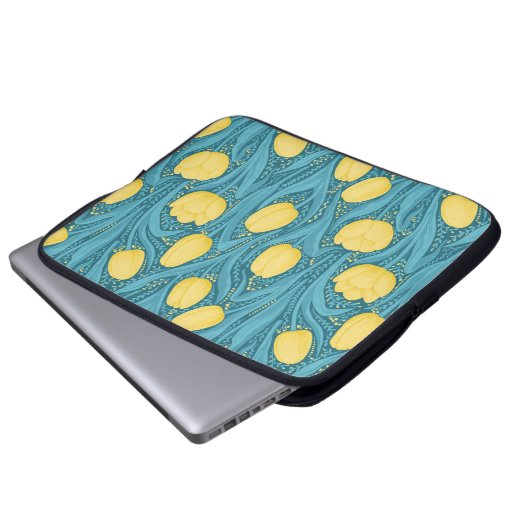 Tulips in blau und gelb laptopschutzhülle (Vorne Knopf)