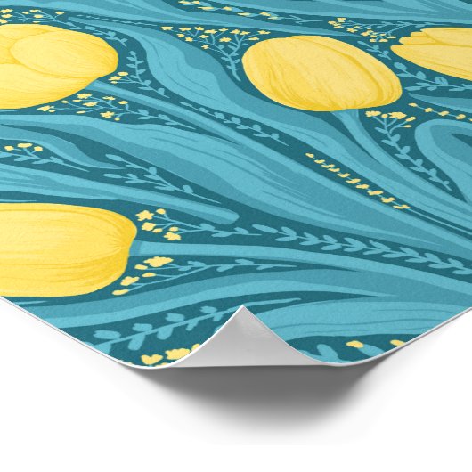 Tulips in blau und gelb poster (Ecke)