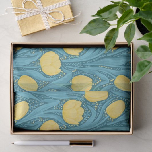 Tulips in blau und gelb seidenpapier (Geschenk)
