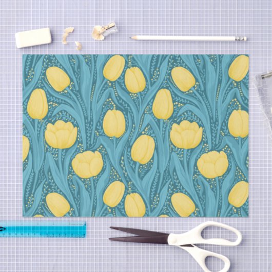 Tulips in blau und gelb seidenpapier (Handwerk)