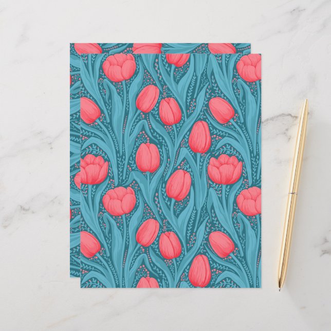 Tulips in blau und rot (Vorderseite/Rückseite Beispiel)