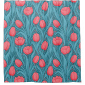 Tulips in blau und rot duschvorhang (Vorderseite)