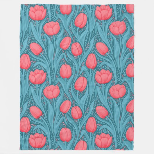 Tulips in blau und rot fleecedecke (Vorderseite)